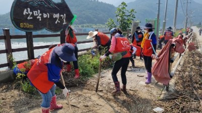 용인시자원봉사센터, 충북 괴산서 수해복구 일손 도와
