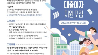 안양시, 청년 전·월세 보증금 대출이자 지원 하반기 대상자 모집