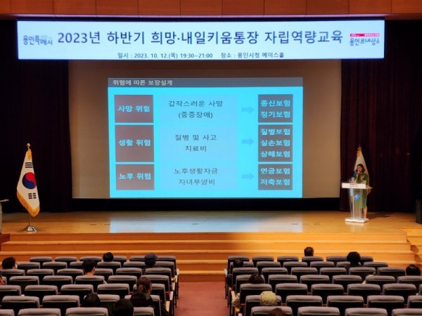 9. 용인특례시가 12일 시청 에이스홀에서 희망키움통장Ⅱ  내일키움통장 가입자를 대상으로 자립역량 교육을 진행했다.jpg