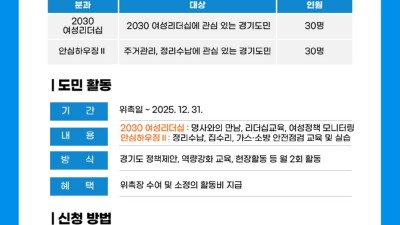 경기도여성비전센터, ‘2025 경기여성거버넌스’ 위원 모집