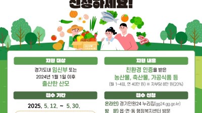 경기도 ‘임산부 친환경농산물 꾸러미’ 30일까지 추가 신청접수