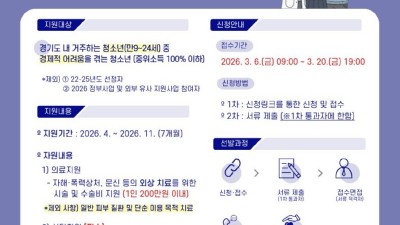 경기도, 위기청소년 상처·문신 제거, 심리상담 지원. 20일까지 접수