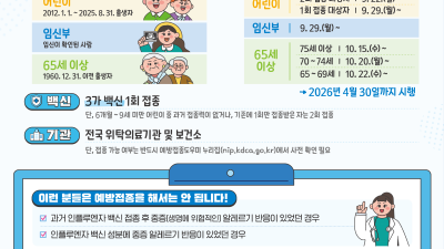 ‘새 학기 B형 인플루엔자 유행’…안양시 동안구보건소, 어린이 예방접종 적극 권고