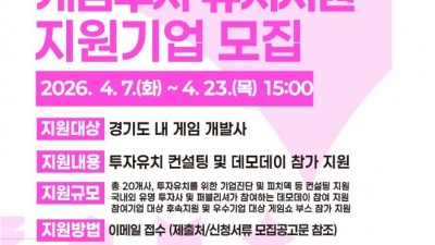 경기도, 게임기업 20곳 선정해 투자유치 지원. 참여기업 모집