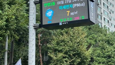 안양시, 대기환경 전광판 교체・통합운영시스템 구축…대기환경 정보 신뢰도 높인다