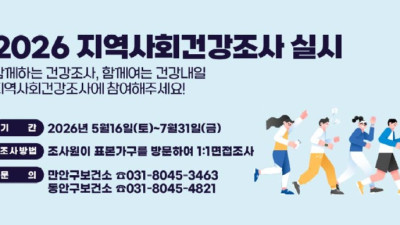 안양시, 시민 건강지도 그린다…‘2026년 지역사회건강조사’ 실시