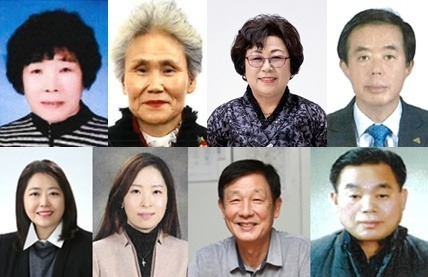 제41회 안양시민대상 수상자들의 얼굴(왼쪽 첫번째부터 시계방향으로 ▲효행 박진숙 ▲지역사회발전 박종례 ▲사회복지 오정심 ▲산업경제 권주홍 ▲시민안전 홍길표 ▲환경보전 안명균 ▲교육 채윤미 ▲문화예술 박효선) .jpg